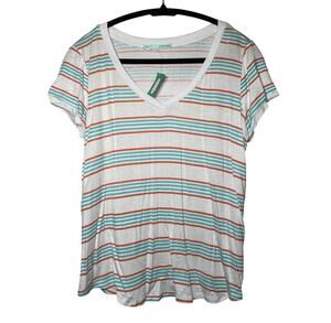 NWT -Maurices Striped V-Neck Short Sleeve - Women's Large